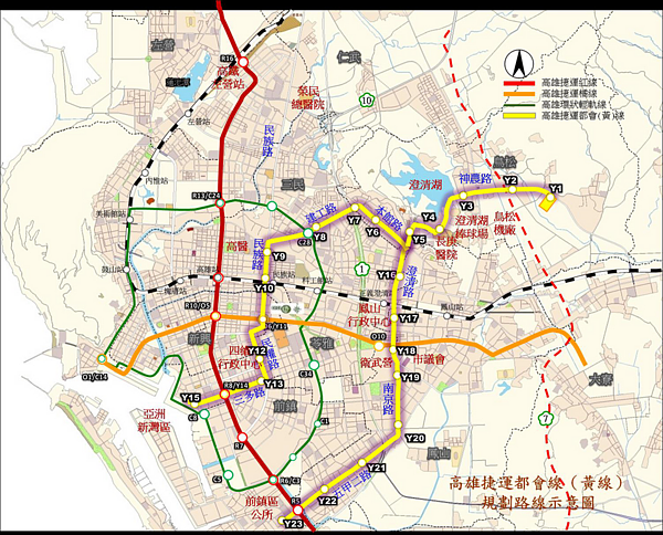 高捷黃線新編號路線圖。圖/高雄市捷運局提供