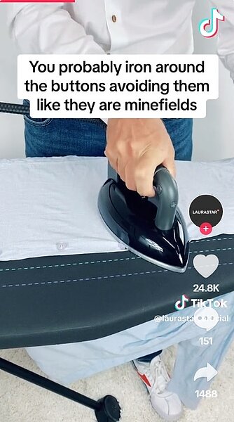 有專家在TikTok拍片授予一個簡單技巧,讓民眾可以毫無顧慮地將衣服燙整。擷取自TikTok