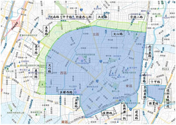 停水降壓區域圖。圖/台中市經發局提供