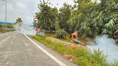 
雲林縣古坑鄉筍園噴灑登革熱防治藥劑，管制採收1個月。（張朝欣攝）
