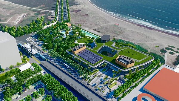 淡水沙崙文創園區整體建築模擬圖。圖/新北市政府提供