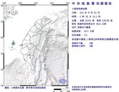 凌晨2：32高雄六龜規模3.5地震　最大震度2級