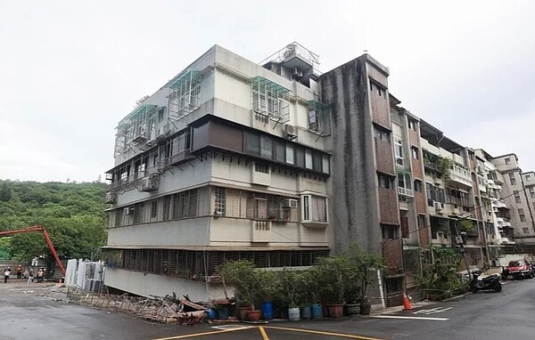 台北市大直街94巷的基泰建設建案施工，導致民宅傾斜受損，建管處將於9月25日強制拆除。圖／聯合報系資料照
