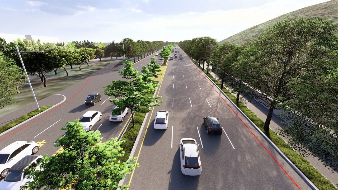 為改善楠梓產業園區聯外交通及串聯南台灣半導體材料S廊帶,高雄市政府推動翠華路拓寬工程計畫。圖為模擬圖。圖/高雄市新工處提供