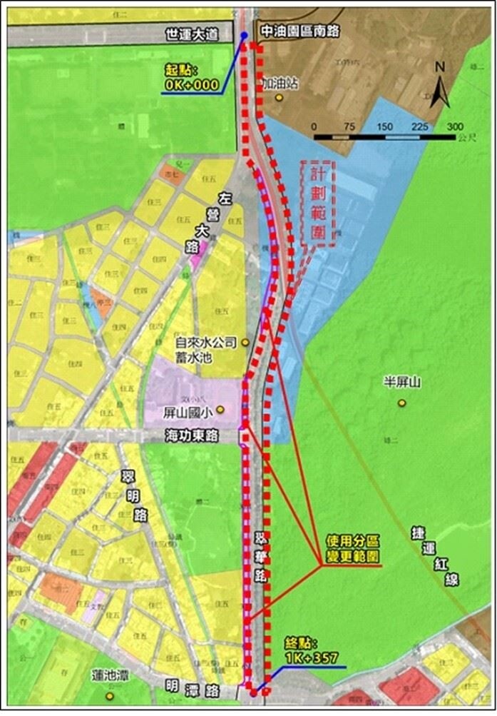 翠華路拓寬計畫範圍圖。圖／高雄市新工處提供