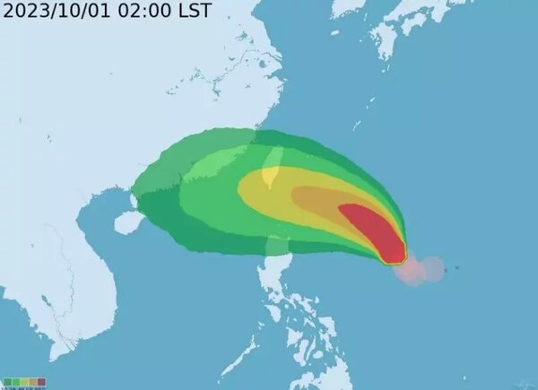 輕度颱風小犬今天凌晨2時的中心位置在鵝鑾鼻東南東方1160公里海面上，以每小時16公里速度，向北北西進行。圖／取自中央氣象署網站
