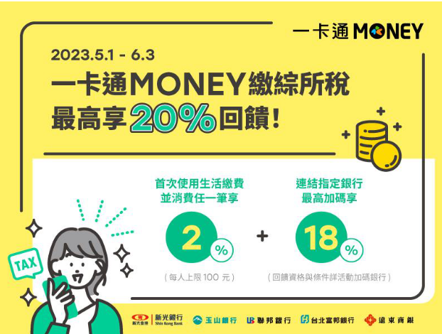 一卡通MONEY繳綜所稅完成指定任務最高享20回饋。圖/一卡通公司提供