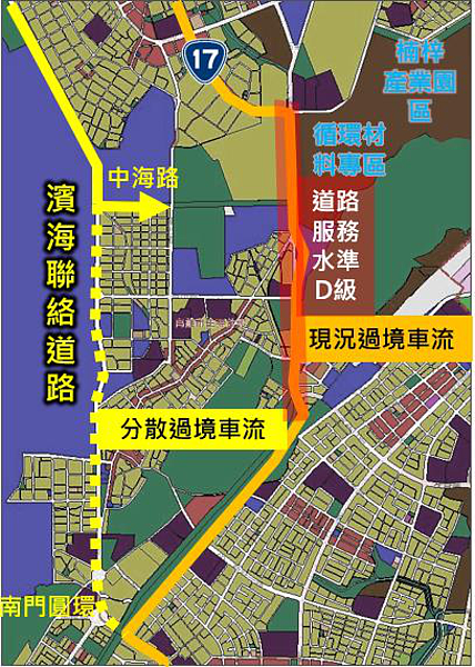 新台17線濱海聯絡道路預計2026年全線完工通車，確保戰備使用需求，計畫道路南段寬度自40公尺降至30公尺。圖／高市交通局提供