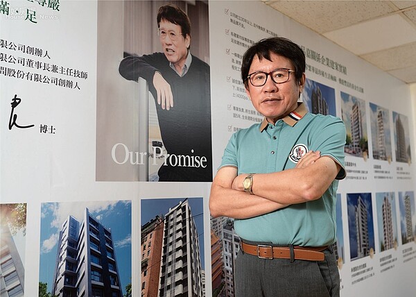 胡偉良為品嘉建設訂定高標準規範,蓋的房子一律採超越法規的耏震六級設計,採用高強度鋼筋(4200kg/cm2以上)、 高強度混凝土(4000psi以上) 施工,讓住戶住得安心踏實。(圖 / 品嘉建設提供)