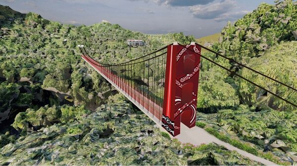 環山部落南湖溪新建吊橋模擬圖。圖／台中市府提供