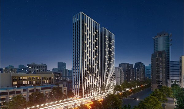 曾被外界稱為「危老合建楷模」的台北市東區大案「連雲玥恒」,日前遭部分地主指控店面縮水,一樓店面從30坪變10坪。但建商連雲建設今天澄清,該指控非事實。圖為連雲玥恒。圖/截自連雲建設網站