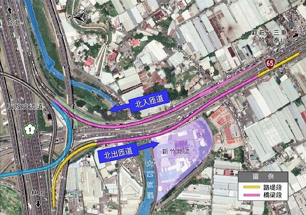 五股交流道改善工程示意圖。圖/新北市交通局提供