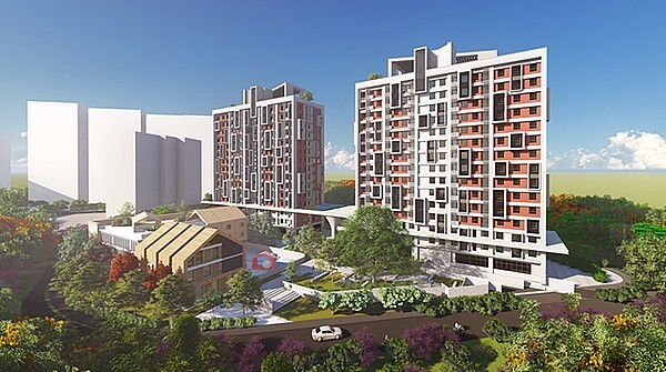 桃園市政府推動社會住宅政策,今年於龜山區規劃善捷段及興安段兩處社會住宅,已上網公告徵統包廠商,戶數總計420戶。圖為善捷段基地模擬圖/桃園市府提供