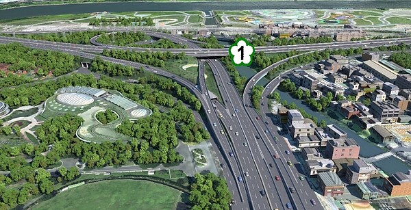 國道1號「激塞路段」有解了! 改善工程完工時間揭露:省半小時以上 圓山交流道改善工程示意圖。圖/交通部提供