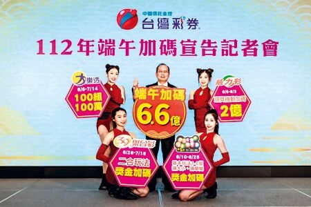 台灣彩券四種遊戲在端午加碼，加碼總額高達6.6億元，為歷史次高。圖∕黃惠聆