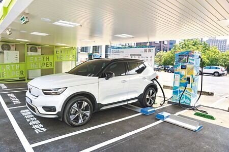 交通部昨日依《停車場法》規定,預告「電動汽車充電專用停車位及其充電設施設置管理辦法」草案,規範公有路外停車場充電車位應達停車總數2%、民營達1%以上。(本報資料照片)