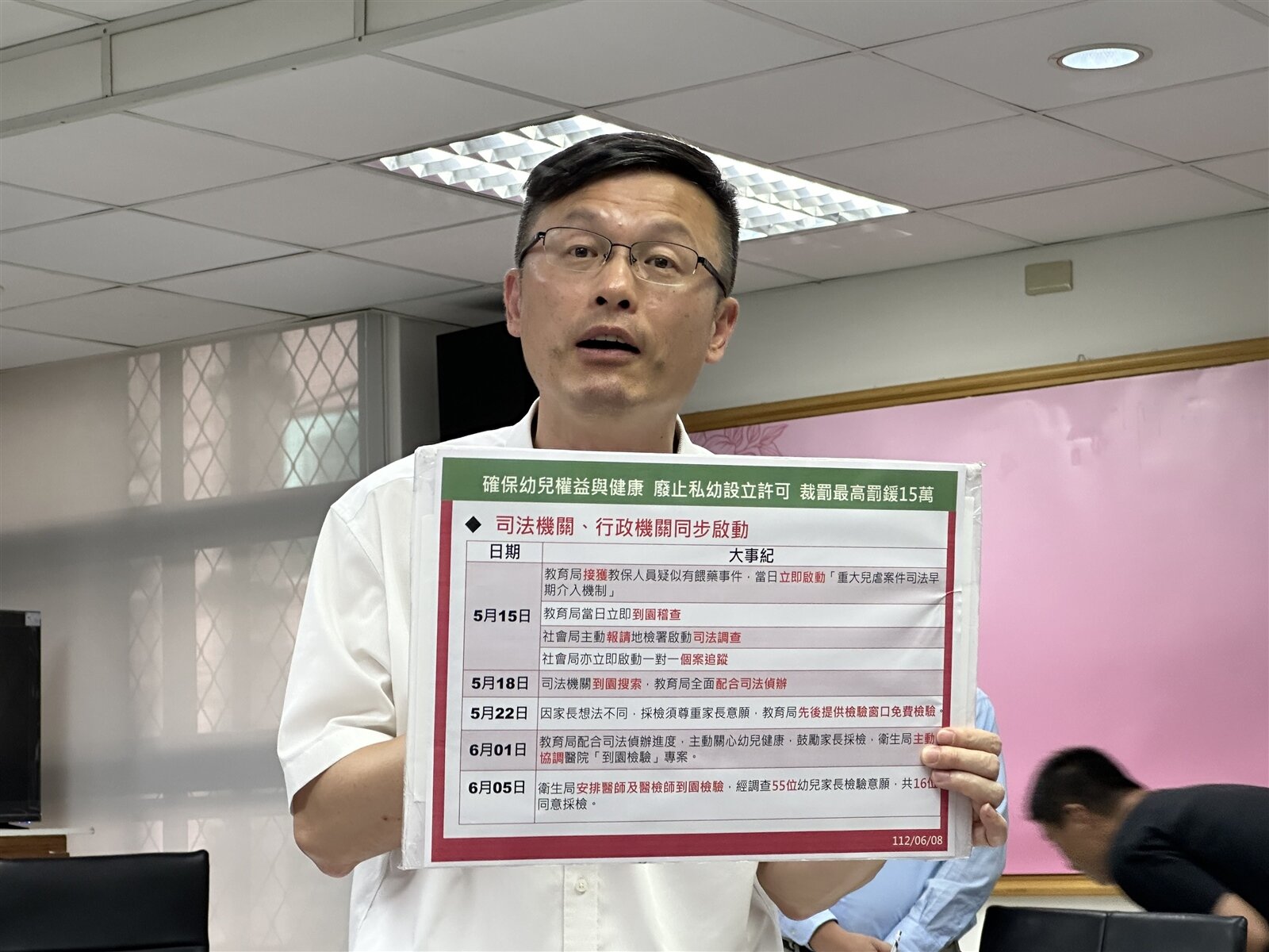 教育局長張明文表示,該幼兒園已違反幼兒教育及照顧法,裁定6月12日起廢止私立幼兒園的設立許可,裁處最高罰鍰15萬元。記者張曼蘋/攝影