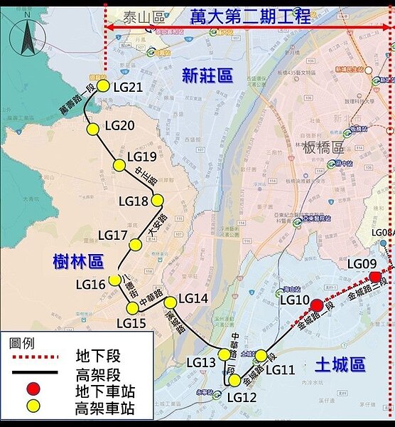 捷運萬大線第二期工程路線圖。圖/台北市捷運工程局提供