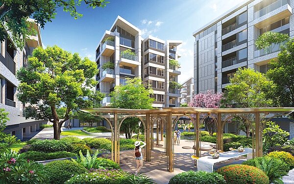 用竹北1／2價，升級「新竹帝寶」美式花園宅2～4房，深受竹科新貴高度青睞。圖／業者提供