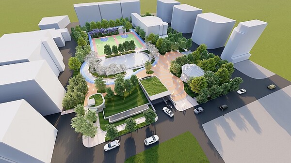 板橋忠孝公園地下停車場模擬圖。圖/新北市政府提供