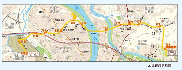 環狀線北環段路線示意圖。圖/新北市政府提供
