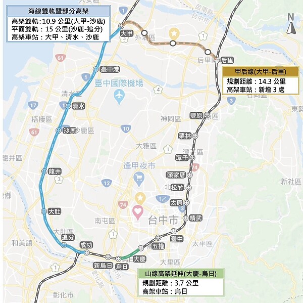 台中市山海環線報告,中市府6度提送中央審查爭取全額補助。圖/交通局提供