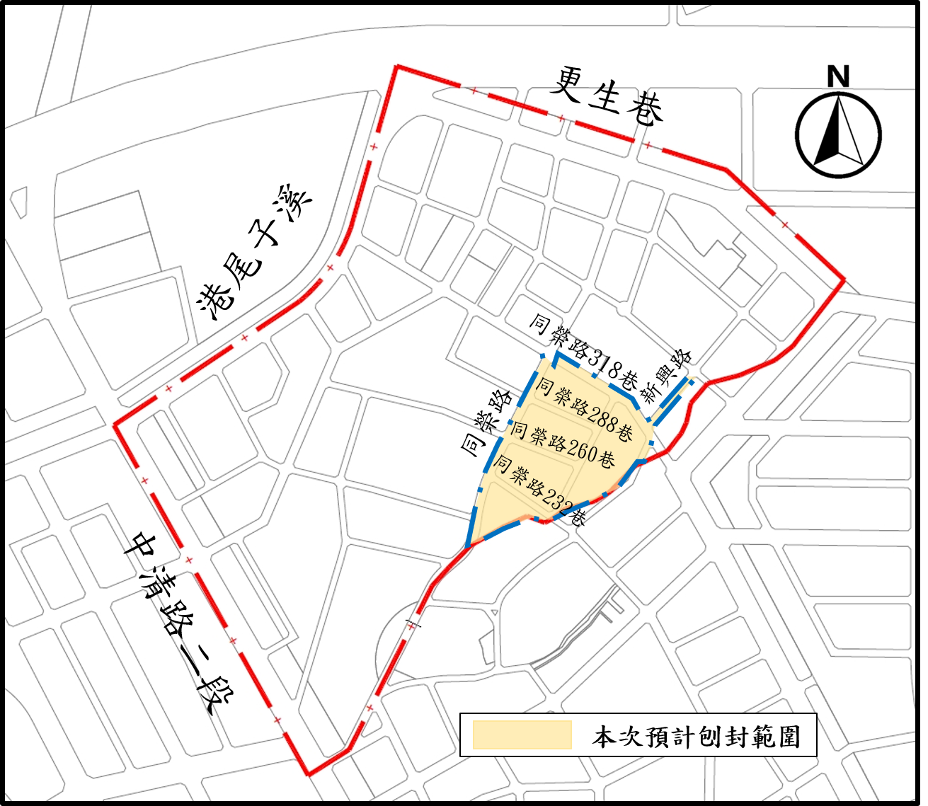 本次污水接管工程範圍。圖/台中市水利局提供