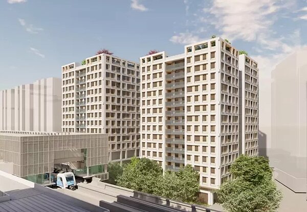 三峽站出入口1捷運開發案示意圖。圖/仲量聯行