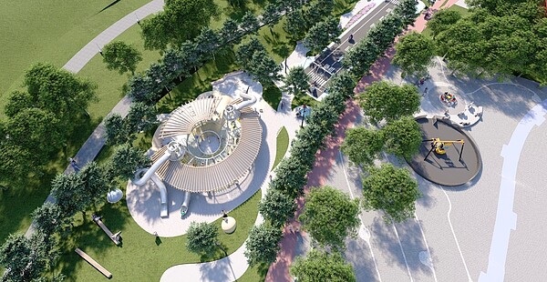 飛行美樂地特色遊戲場模擬圖。圖/台中市建設局提供