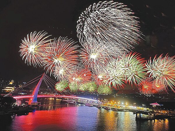揮別2023年、喜迎2024年,長達13分14秒、全台唯一的跨河煙火秀將於31日20時24分於淡江大橋上施放。(新北市文化局提供/陳慰慈新北傳真)