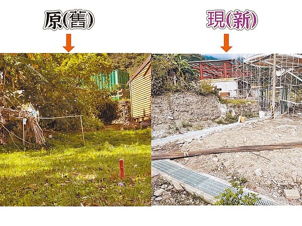 延平鄉公所去年動工新建「紅葉少棒紀念館暨多功能活動中心」,地主鄔馨茹25日怒控鄉公所未盡告知義務即動工,且擅自挖除鑑界地樁,疑有強迫徵地之嫌,要求停工並重新鑑測。圖/鄔馨茹提供