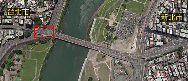 本次道路封閉拆除中正橋舊橋施工範圍圖。圖/台北市政府提供