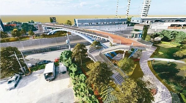 新北水利局將於「五股夏綠地」推跨河景觀橋新建工程,景觀橋將串聯環保藝術公園。圖/新北水利局提供