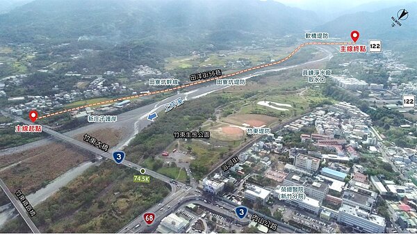 台68線接竹東東峰路新闢工程1月20日將於橫山鄉公所三樓會議室舉辦環評公開說明會。圖/新竹縣府提供