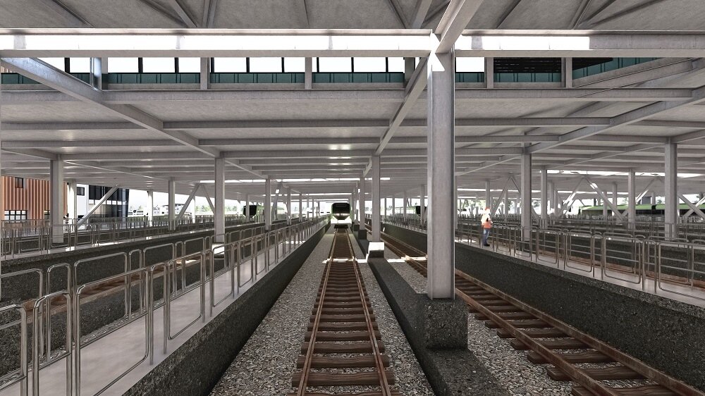 捷運綠線北機廠內部模擬示意圖。圖/桃園市府提供