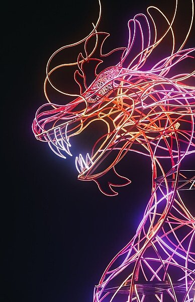 屏東燈節最受矚目的是高達15公尺的主燈「龍躍屏東」。圖/屏東縣府提供