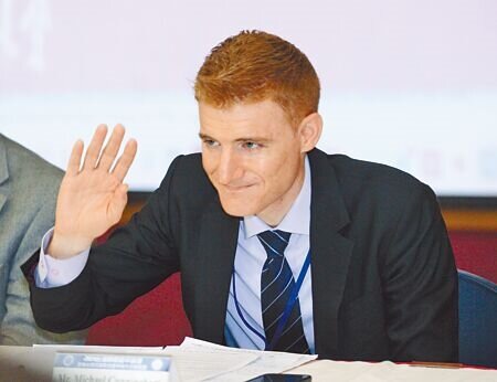 2024台海國際和平論壇10日在台北召開,傳統基金會研究員孔明尚等人出席。(張鎧乙攝)