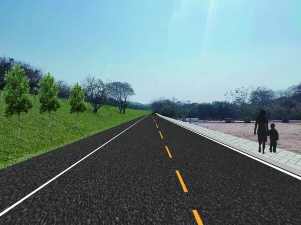 頭份市濱江街拓寬計畫預計將5公尺道路拓寬為10公尺並畫分為雙向車道。示意圖／頭份市公所提供
