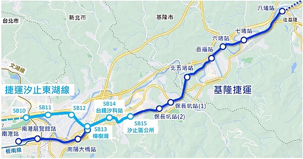 基隆捷運路線圖。圖／新北交通局提供