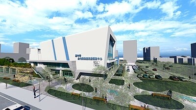 台中市今年有6場多目標立體停車空間獲中央核定補助,圖為北屯國民運動中心示意圖。圖/台中市交通局提供