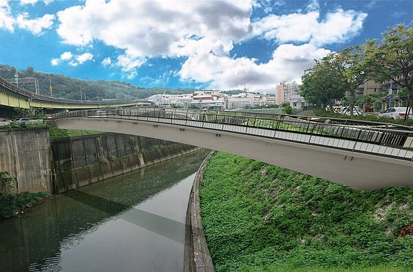 南港跨越大坑溪自行車道興建工程完工示意圖。圖/台北市工務局提供