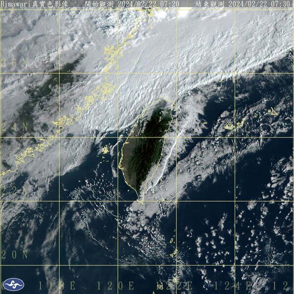 台灣東側的雲線是地形影響加上陸風產生的輻合線，剛接觸北部陸地比較長的雲線，就是北風前緣。圖／取自鄭明典臉書