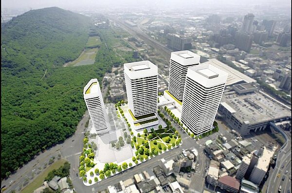 2.4公頃的左營高鐵科技之心基地,未來招商開發的示意模擬圖。圖/高雄財政局提供