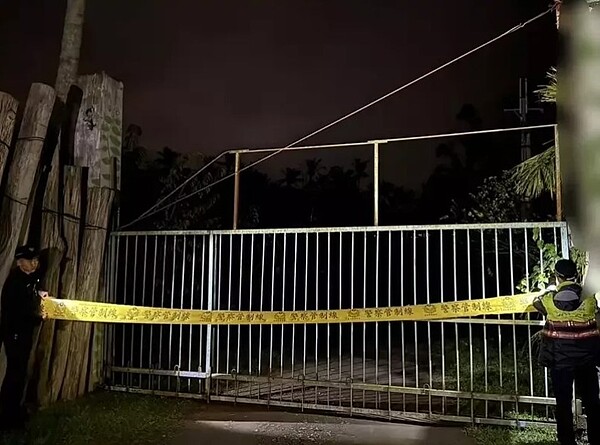 台東縣卑南鄉1名3歲女童失蹤3天後在離住家5百公尺一處露營區水池中被尋獲,已明顯死亡,警方拉起封鎖線展開調查。圖/台東警分局提供