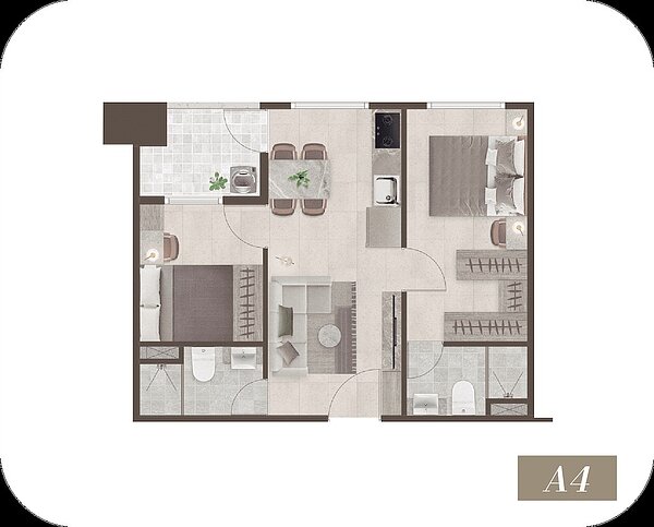 「品嘉箴品序」室內格局規劃均衡,2房是主力產品。圖/現場提供