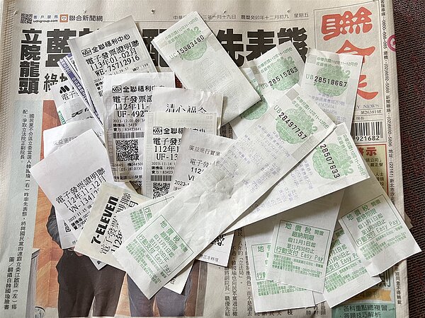 發票示意圖。聯合報系資料照片/記者陳恩惠攝影