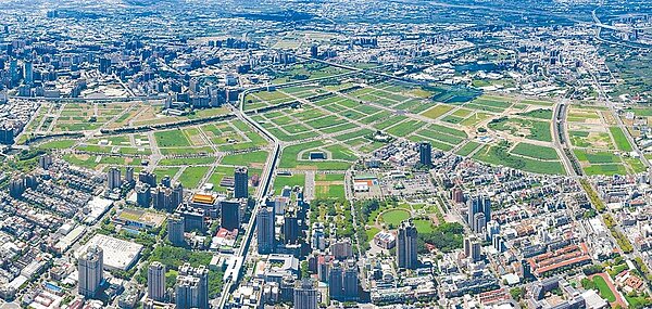 台中市政府3月7日將標售13、14期重劃區抵費地,圖為13期重劃區空照圖。(台中市政府提供/張亦惠台中傳真)