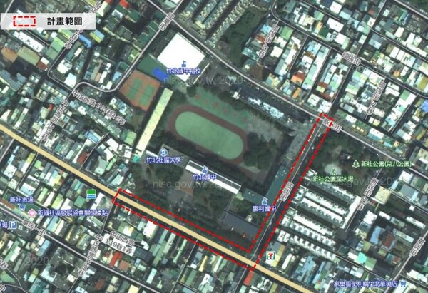 竹北國中通學廊道翻新工程範圍。圖／新竹縣政府提供
