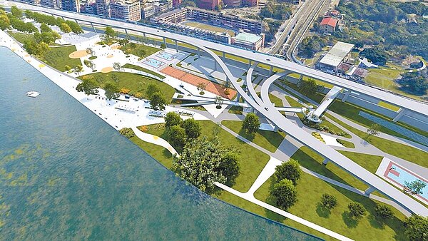 台北市水利處提出5年18億預算,打造「淡水河空間環境營造」計畫,現階段已經開始與地方民眾溝通及規畫等相關工作,預計於今年下半年提都市設計審議委員會,並於2025年下半年陸續動工、2028年下半年完工啟用。此為示意圖/北市水利處提供