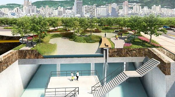 士林官邸滯洪池新建工程。圖／北市府提供